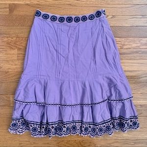 Anthropologie Odille Purple Crochet Trim Skirt